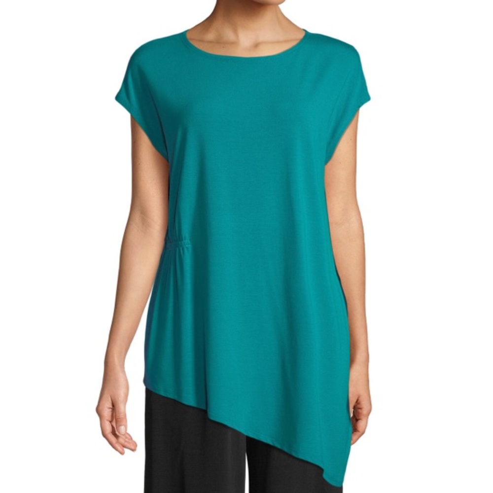 Eileen Fisher Sz S Viscose-Jersey Top Turquoise